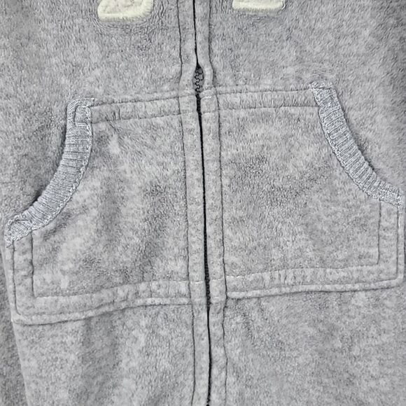 Carters 3M Gray Polar Bear Sherpa Fleece Hoodie One-Piece Jumper Winter Outfit - Picture 5 of 8